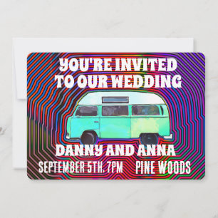 HIPPIE 1960'S VAN WEDDING INVITATIONS CUSTOM