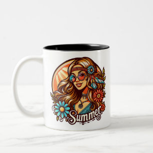 Hippie 1969 in amazing 60s and 70s colors  Two-Tone coffee mug