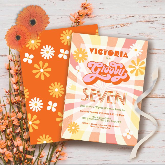 Hippie 70's 60's Any Age Groovy Birthday Invitation (Creator Uploaded)