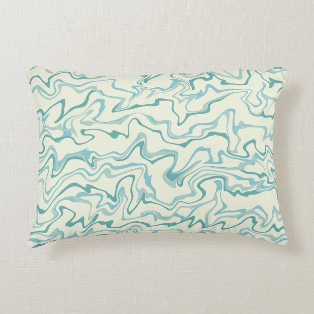 Hippie 70s Blue Marble Liquid Swirl Boho Pattern Decorative Cushion (Front)