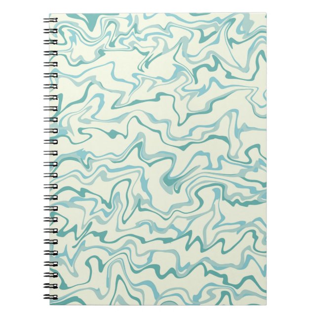Hippie 70s Blue Marble Liquid Swirl Boho Pattern Notebook (Front)