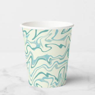 Hippie 70s Blue Marble Liquid Swirl Boho Pattern Paper Cups