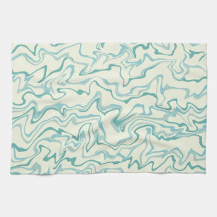 Hippie 70s Blue Marble Liquid Swirl Boho Pattern Tea Towel