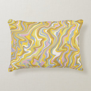 Hippie 70s Green Marble Liquid Swirl Boho Pattern Decorative Cushion