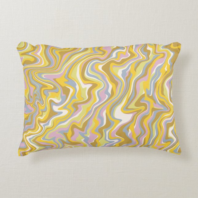 Hippie 70s Green Marble Liquid Swirl Boho Pattern Decorative Cushion (Front)