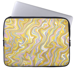 Hippie 70s Green Marble Liquid Swirl Boho Pattern Laptop Sleeve