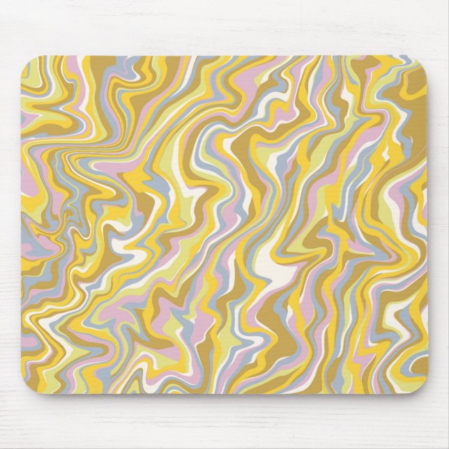 Hippie 70s Green Marble Liquid Swirl Boho Pattern Mouse Mat (Front)