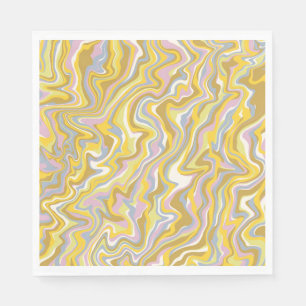 Hippie 70s Green Marble Liquid Swirl Boho Pattern Napkin