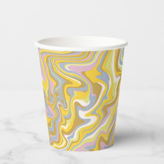 Hippie 70s Green Marble Liquid Swirl Boho Pattern Paper Cups