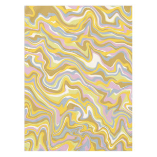 Hippie 70s Green Marble Liquid Swirl Boho Pattern Tablecloth
