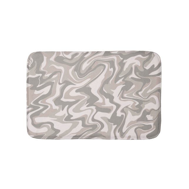 Hippie 70s Grey Marble Liquid Swirl Boho Pattern Bath Mat (Front)