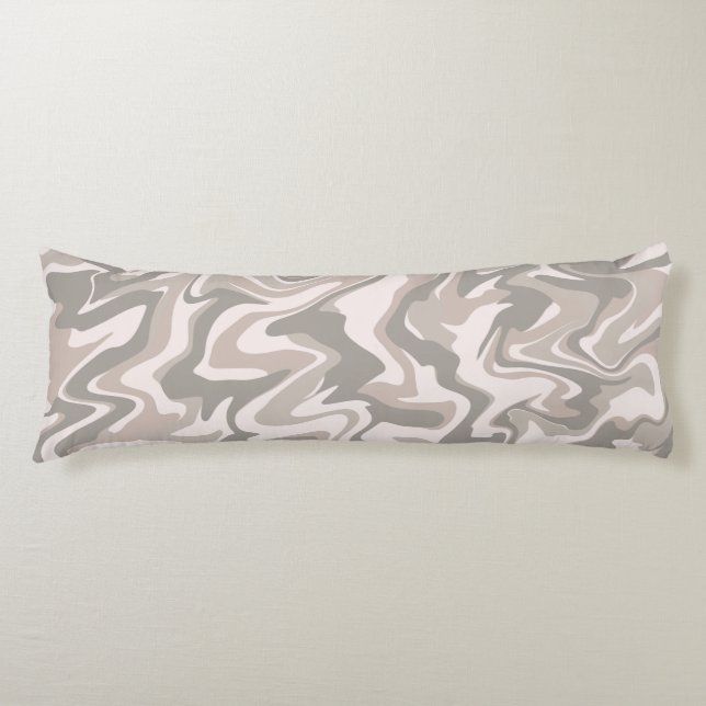 Hippie 70s Grey Marble Liquid Swirl Boho Pattern Body Cushion (Front)