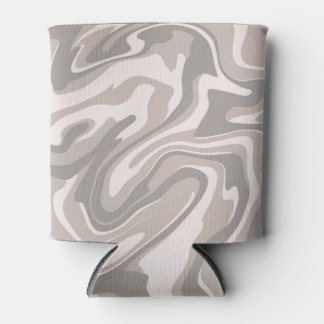 Hippie 70s Grey Marble Liquid Swirl Boho Pattern Can Cooler