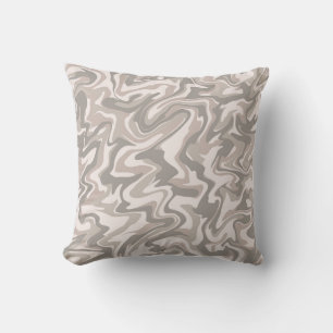 Hippie 70s Grey Marble Liquid Swirl Boho Pattern Cushion