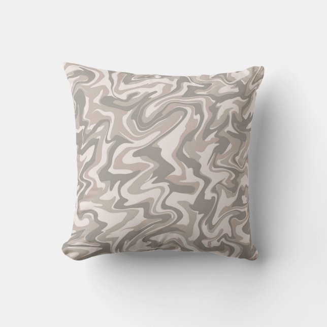 Hippie 70s Grey Marble Liquid Swirl Boho Pattern Cushion (Front)