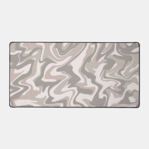 Hippie 70s Grey Marble Liquid Swirl Boho Pattern Desk Mat