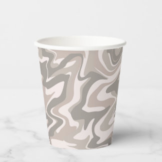 Hippie 70s Grey Marble Liquid Swirl Boho Pattern Paper Cups