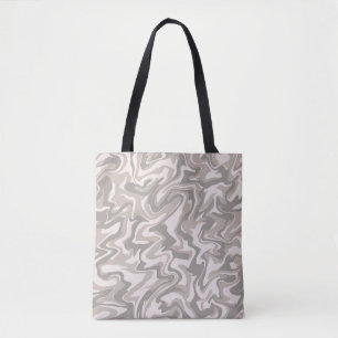 Hippie 70s Grey Marble Liquid Swirl Boho Pattern Tote Bag