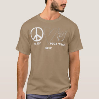 Hippie 70's Peace Love Rock 'N Roll Cool Band Love T-Shirt