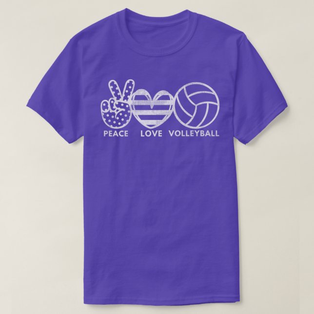 Hippie 70s Peace Love Volleyball Peace Sign Sports T-Shirt (Design Front)