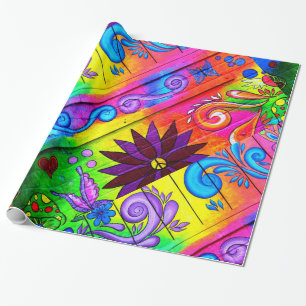 hippie 70's psychedelic diagonal wrapping paper