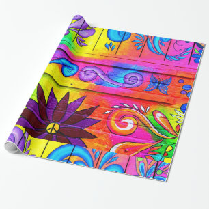 hippie 70's psychedelic wrapping paper