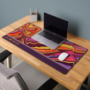 Hippie Abstract Playful Retro Wave Modern Quote Desk Mat