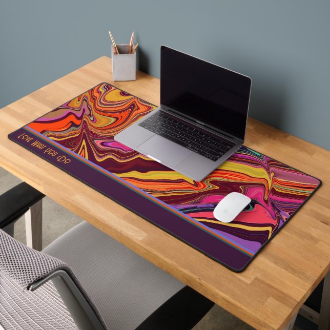 Hippie Abstract Playful Retro Wave Modern Quote Desk Mat (Office 2)