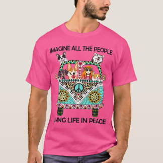 Hippie All The People Imagine Living Life In Peace T-Shirt