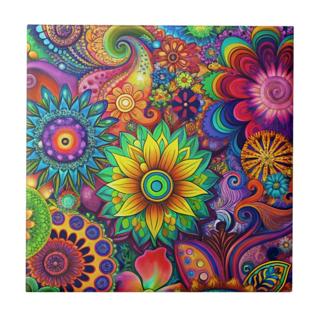 Hippie Art Ceramic Tile (Front)