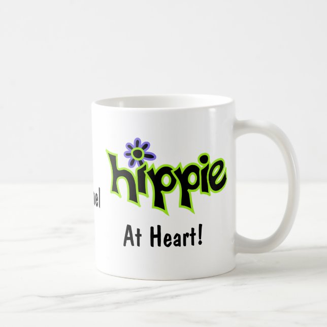 Hippie at Heart Black Green Art Name Personalised Coffee Mug (Right)