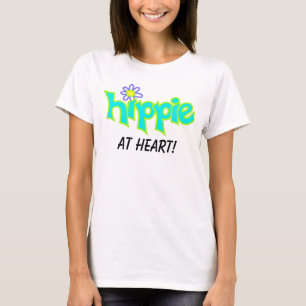 Hippie at Heart Graphic Turquoise Word Art T-Shirt