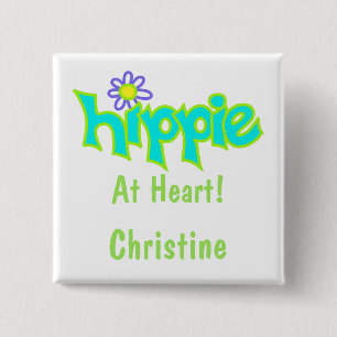 Hippie at Heart Turquoise Art Name Badge