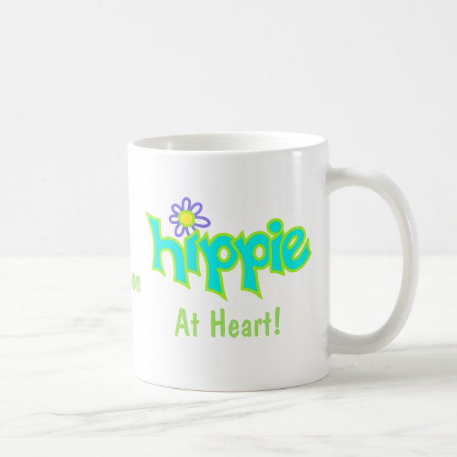 Hippie at Heart Turquoise Art Name Personalised Coffee Mug (Right)