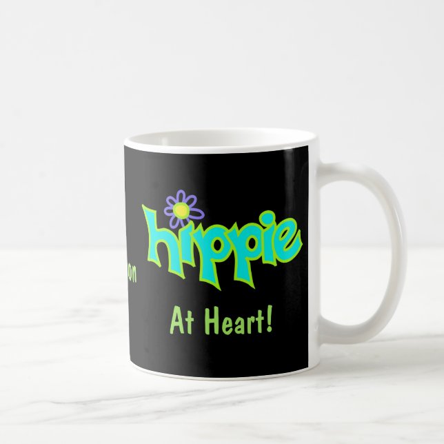 Hippie at Heart Turquoise Art Name Personalised Coffee Mug (Right)