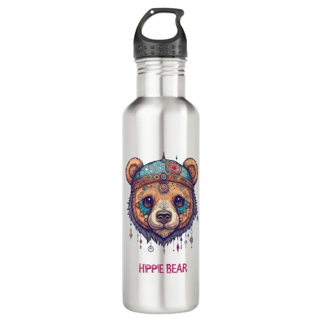 Hippie Bear I 710 Ml Water Bottle (Front)