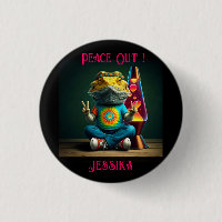 Hippie Bearded Dragon Peace Retro Custom