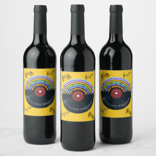 Hippie Birthday Cool Vintage Vinyl Record Album Wine Label