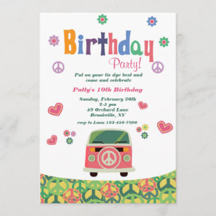Hippie Birthday Party Invitation