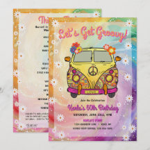 Hippie Birthday Party Invitation and Game