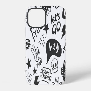 Hippie Black & White: Vintage Style iPhone 12 Case