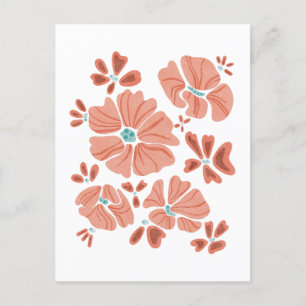 Hippie Blooms: Abstract Red Flower Power Artwork Postcard