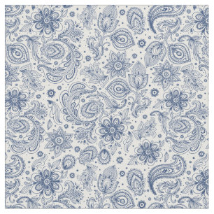 Hippie Blue Vintage Floral Pattern Fabric