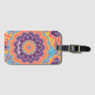 Hippie Bohemian Mandala Purple Mix  Personalised Luggage Tag