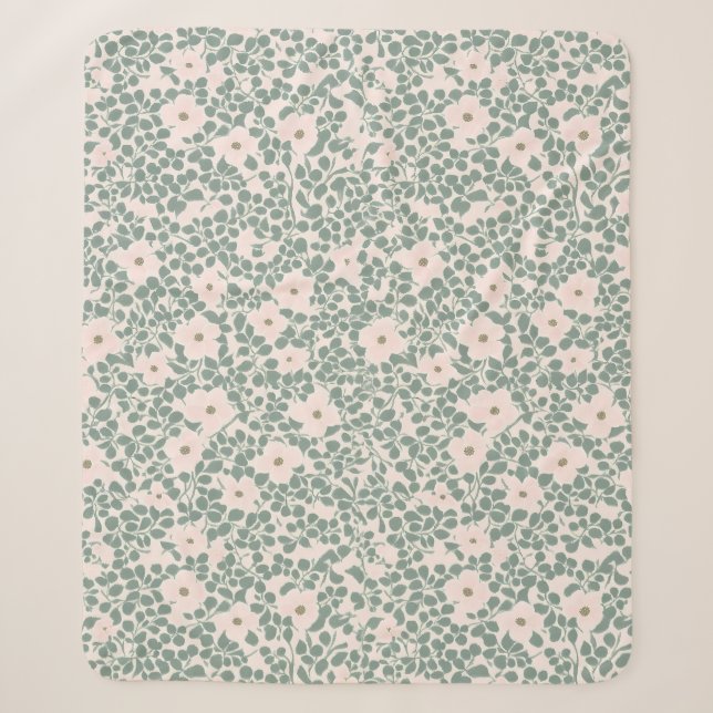 Hippie Boho Floral  Sherpa Blanket (Front)
