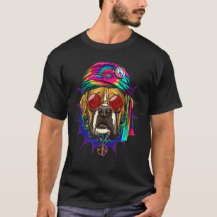 Hippie Boxer Dog Tie Dye Peace Sign Psychedelic Do T-Shirt