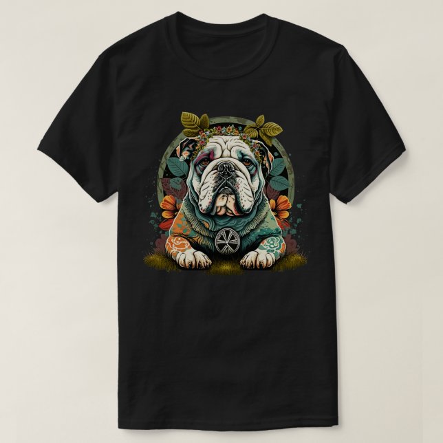 Hippie Bulldog 2 T-Shirt (Design Front)