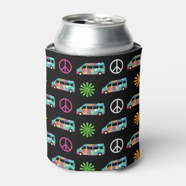 Hippie Bus Peace Sign 70s Can Cooler (Can Front)