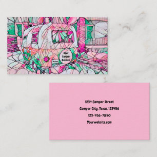 Hippie Camper Pink Green Glamping Business Card