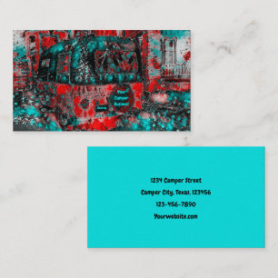 Hippie Camper Teal Red Glamping Business Card